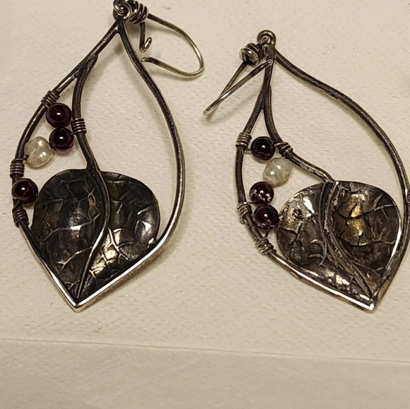 Vintage Sterling leaves earrings‎ - Picture 4 of 10